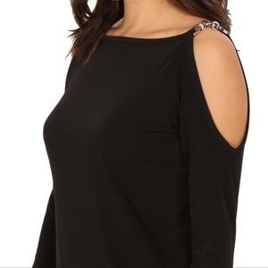 NWT Michael Kors dress cold shoulder chain strap cutout black size XS